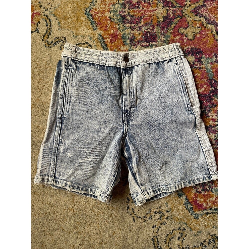 Vtg 80s High Sierra Acid Wash Paperbag Waist Denim Jorts Shorts Med Made in USA